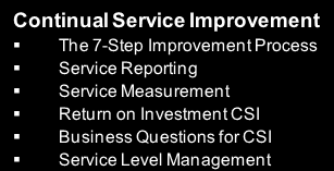 Management Capacity Management Availability Management IT Service Continuity Management Information Security Management Supplier Management Service Operation Event Management Incident Management