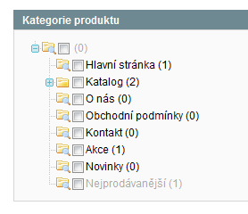 Náhled obrázek, který se zobrazuje v košíku. Záložka Kategorie Pomocí této záložky zvolíte, kde bude produkt v prezentaci umístěn. Máte možnost produkt zobrazovat ve více kategoriích najednou.