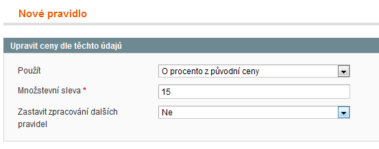 Záložka Události nám určuje potřebné slevy nebo akce, které chceme zákazníkům nabídnout. Použít: zde je nabídnuta roletka s výběrem možností zpravidla se sleva určuje procenty nebo celou částkou.