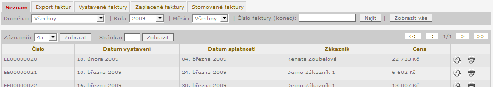 Obrázek 669 detail objednávky, přidání nové položky objednávky Faktury Modul Faktury spravuje faktury vydané k jednotlivým objednávkám.