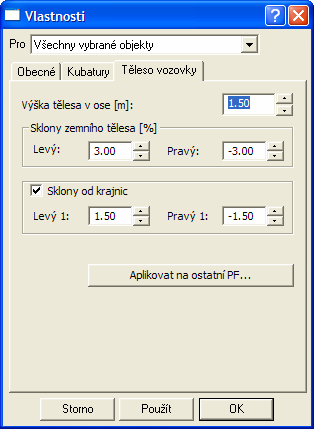 Aplikace tělesa NS na více PF Tlačítko Aplikovat na ostatní PF... otevře dialog Aplikace tělesa NS na více PF viz.