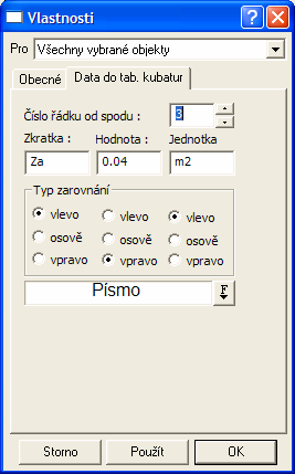 jsou vyplněny plochy výkopů (sv. modře) a plochy násypů (fialová tlustá). Nastavení je přiřazeno NS v PF, takže jej lze pro každou čáru NS definovat individuálně.