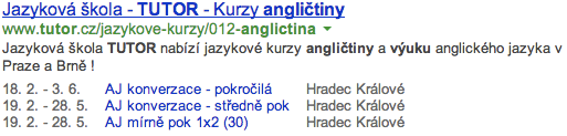 7. SPRÁVA WEBU A SEO lidi, produkty, firmy a organizace, recepty, události, hudbu. Jak mohou rich snippety vypadat je vidět na obrázcích 7.6 (události) a 7.7 (produkty).