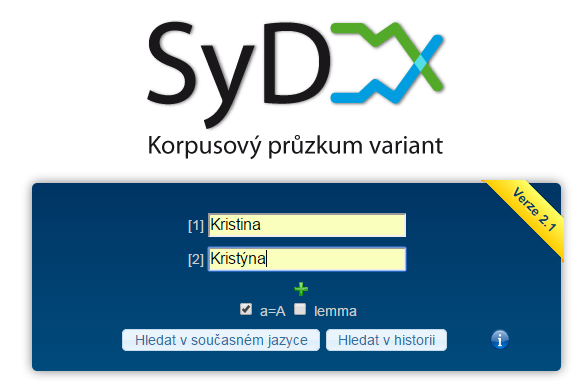 5.3 SyD Nástroj SyD slouží ke srovnávání dvou a více slovních variant či spisovných dubletních tvarů.