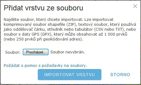 Nastavíme cestu k souboru v našem počítači a zvolíme Importovat vrstvu. Krok 6: Tvorba vlastního obsahu Poslední možností způsobu tvorby obsahu je přidání vlastní vrstvy.