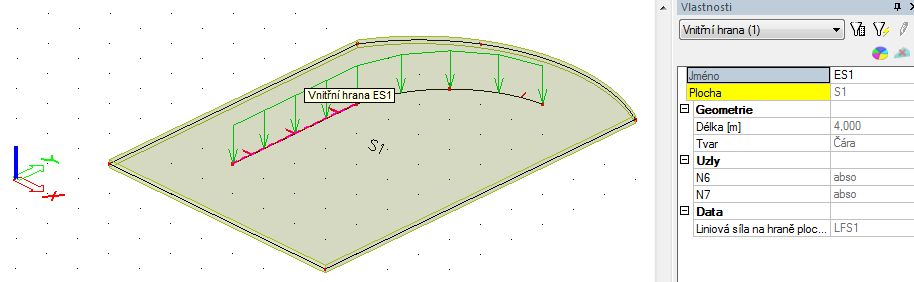 Vnitřní uzel lze vložit také zkopírováním nějakého existujícího uzlu například pomocí relativních souřadnic. Vnitřní uzel nelze vkládat na hranu plochy.