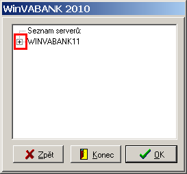 Převod dat do programu WinVabank 15 Klikněte na + před jménem serveru.