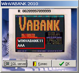 16 VABANK 2009 Na úvodní obrazovce musí být zobrazen pod jménem serveru název nově založené firmy. Dále pokračujte známým způsobem (OK, zadání hesla atd.) 2.
