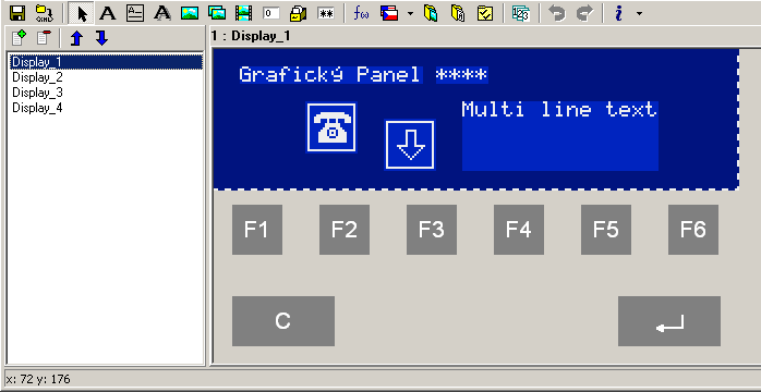 ZAČÍNÁME V PROSTŘEDÍ MOSAIC Obr. 73. Příklad zobrazení PanelMakeru 10.3 Grafický PanelMaker nástroj je určen pro definování obsahu obrazovek pro grafické operátorské panely.