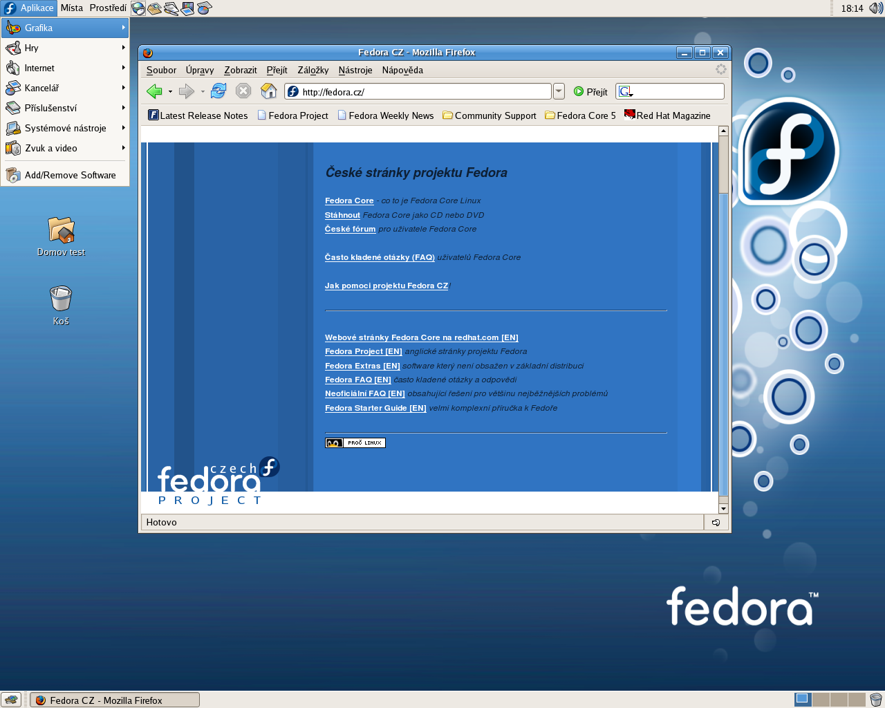 http://distrowatch.com/table.php?distribution=fedora Odkaz na distribuci na serveru Distrowatch Stažení instalace: Český mirror: http://www.fedora.cz/stahnout.html Anglický mirror: http://fedora.