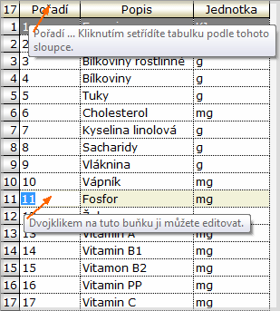 2 ZÁKLADNÍ OVLÁDANÍ 2.1 Datová tabulka Datová tabulka zobrazuje data z databáze. Přesahuje-li šířka sloupců nebo množství řádků rozměry tabulky, jsou zobrazeny rolovací lišty.