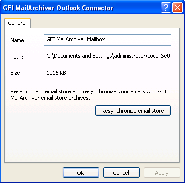 3.2 Nastavení databáze GFI MailArchiver Outlook Connector ukládá následující data v lokální databázi: Záhlaví všech e-mailových zpráv v poštovních archivech GFI MailArchiver E-mailové zprávy jsou