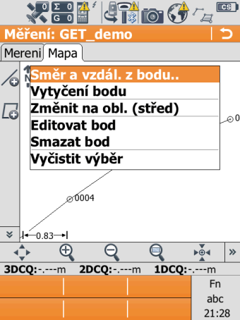 Panoramatické fotomozaiky Od verze 4.00 lze z totální stanice vybavené širokoúhlou kamerou nastavit a spustit pořízení panoramatické fotomozaiky.