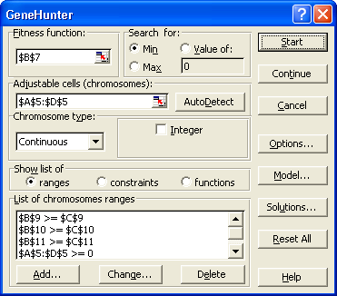 Je-li tab. 39 vyplněna, je potřebné zadat do programu GeneHunter parametry pro výpočet. Viz obr. 68. Obr.