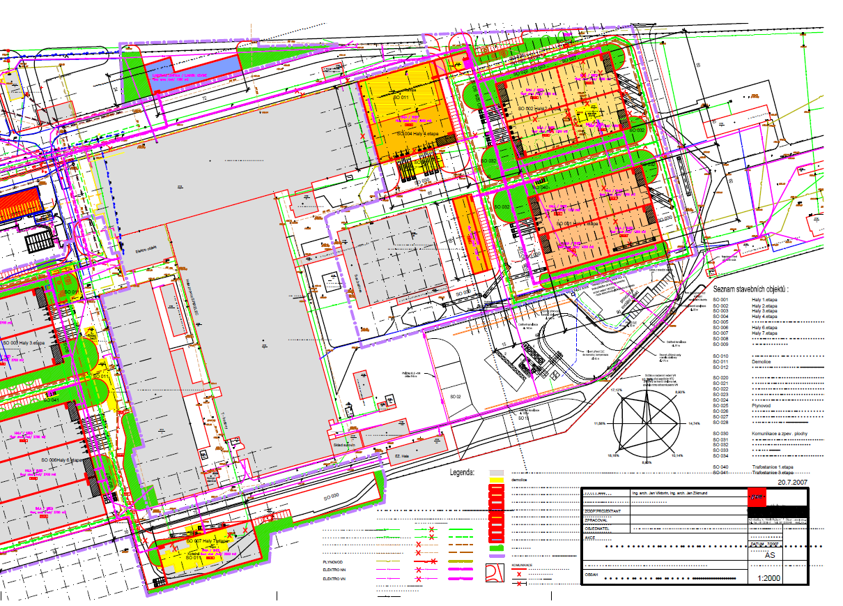 Koordinační situace stavby - východní část areálu