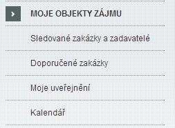 Hlavní menu - volby 5 Hlavní menu - volby Hlavní menu obsahuje volby týkající se sledování zakázek a zadavatelů dle tzv.