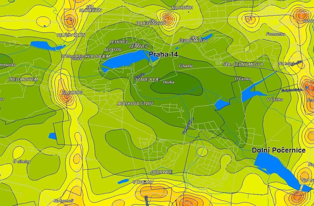 přibližně úrovně 31 µg.m -3, tedy do 77,5% imisního limitu (LV = 40 µg.m -3 ), u maximálních denních koncentrací pak hodnot cca 120 µg.