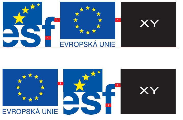Vzdálenost mezi logy ESF a EU je vţdy na šíři písmene f v logu ESF.
