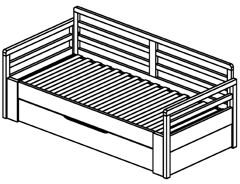 ROZKLÁDACÍ POSTELE 5/6 - MASIV buk řada Sofa s DPH Postele rozkládací 90 / 170 x 200 Luke bez zásuvky Luke se zásuvkou LUKE - lehací plocha 900x2000mm (ve složeném stavu), 1700x2000mm (v rozloženém