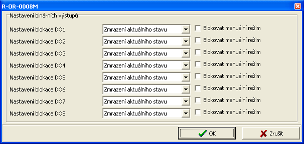 RF MODULY Tab. 3.10 Základní parametry R-OR-0008M Binární releové výstupy Počet 8 Výstupů ve skupině 1 Typ kontaktu Přepínací (NO / NC) Spínané napětí Max. 300V AC / DC Min. 5V Spínaný proud Min.