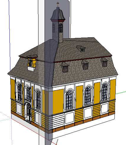 16. 5.5 Příprava 3D modelu kaple pro tisk technologií Inject 3D printing Pro tisk technologií 3DP byla zvolena pravá polovina kaple, kde se nachází oltář.