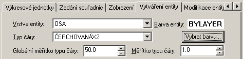 6 Typ čáry je totiž ovlivněn ještě dalším parametrem. Otevřete dialogové okno Nastavení výkresu na kartě Vytváření entity.