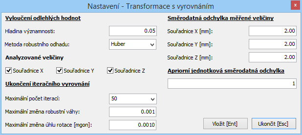 Analyzované veličiny Analyzované veličiny jsou podrobovány zkoumání a případně ty identifikované jako podezřelé z odlehlosti vylučovány z vyrovnání.