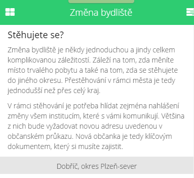 Rozvojové oblasti Můj úřad Návštěva úřadů je závislá na novém trvalém bydlišti