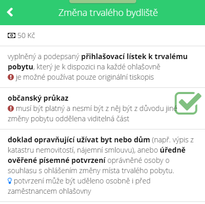 Rozvojové oblasti Můj úřad Kliknutím na Co potřebuji získá občan přehledný seznam podkladů, které jsou pro daný