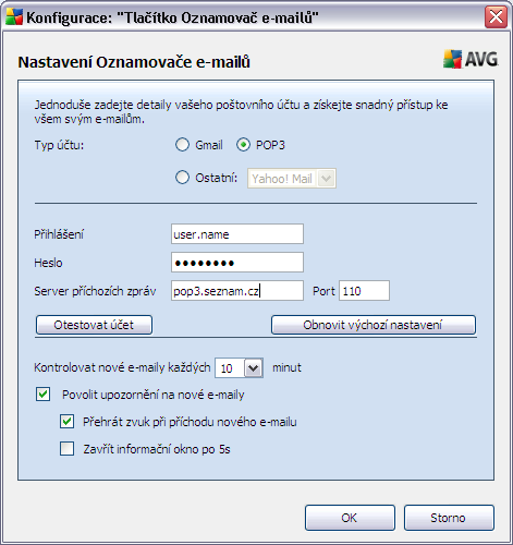 AVG novinky - zobrazí webovou stránku s nejnovějšími tiskovými zprávami o AVG Aktuální úroveň nebezpečí - zobrazí webovou stránku virové laboratoře s grafickým znázorněním aktuálního stavu virové