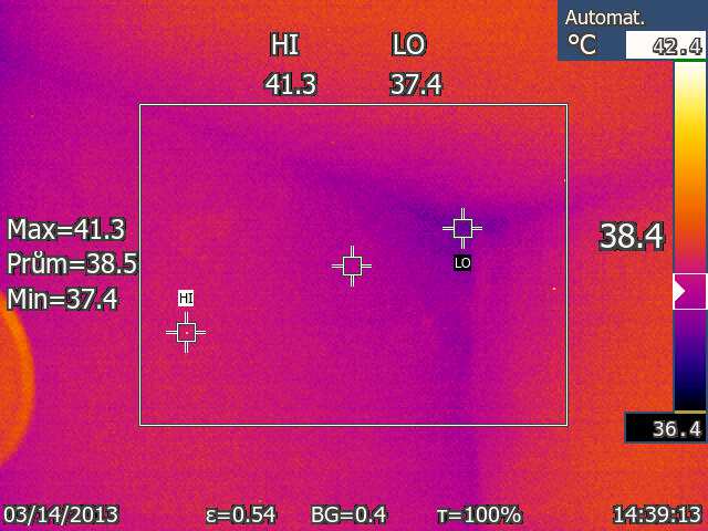 Během měření termovizní kamerou byla teplota venkovního vzduchu - 2,0 C.