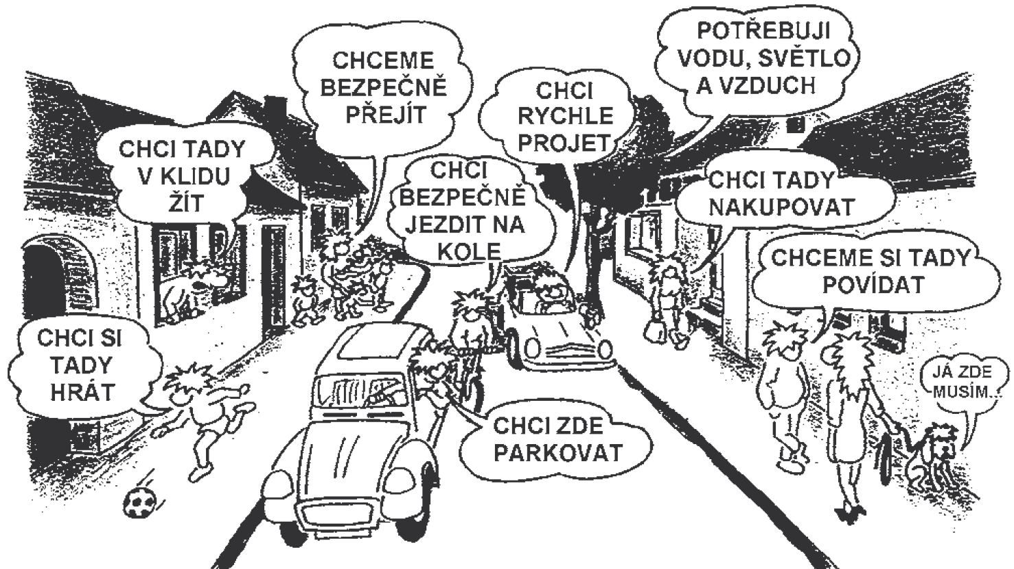 Každá skupina obyvatel má jiné požadavky na využití té samé ulice a je potřeba se snažit vyhovět většině uživatelů.