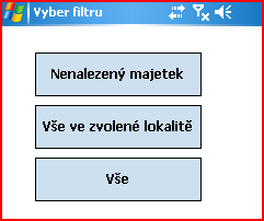 Výběr lokality (místnosti-patra-budovy) : Pole Kód lokality + Název lokality a tlačítka V C a VSE, Výběr lokality, v které se právě nacházíte lze provést několika způsoby (1.