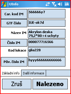 Výsledek terminál ukáže v seznamu 492 karet, je to celá lokace GLIA228 a vše co má v kódu 7771, zrušení výběru se provede tlačítkem X (tlačítko X zruší výběr 7771, ale ponechá výběr na zvolenou