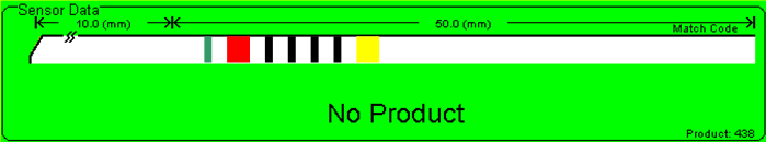 Obsluha 4 11 Typické výsledky detekce Následující vyobrazení ukazují zjištěná data senzoru. V horní oblasti vyobrazení je vidět dříve naprogramovaný čárový kód (Match Code).