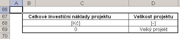 Obrázek 30: List Výstup pro SFŽP stanovení velikosti projektu. Následně může Zpracovatel vyplnit data na celém listu Info více viz. Kapitola 4.1.