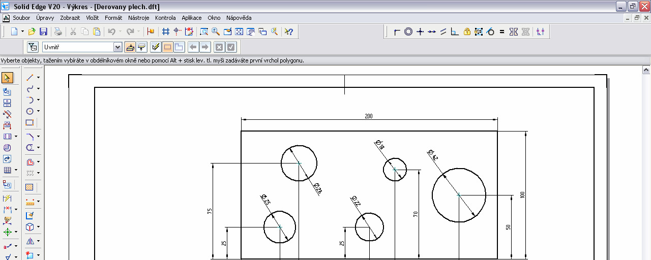 3.2 Tabulka děr Lze s ní pracovat při převodu 3D modelu do 2D, ale i jen s výkresem bez návaznosti na modelování.