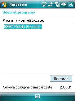 1.3 Odinstalace Pro odinstalaci ESET Mobile Security jděte do Start > Nastavení, záložka Systém a nakonec použijte ikonu Odebrat programy POZNÁMKA: Uživatelský interface