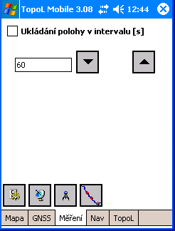 Sledování pohybu pokud je tato volba zapnutá a dostáváme GNSS polohu.