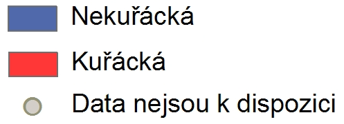 Důvod tohoto podbarvení je stejný jako u předchozí mapy - červená značí určitý zákaz (nepřístupnost) a naopak modrá povolení (přístup).