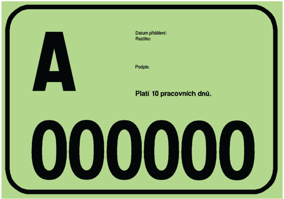 UTB ve Zlíně, Fakulta aplikované informatiky, 2009 42 Obrázek 14: SPZ pro zkušební účely [7] zvláštní registrační značka určená pro jednorázové pouţití s omezenou platností (papírová).