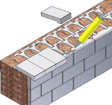Obr. 6.6.1a: Obloukové zakončení opěrné zdi Obr. 6.6.1 b: Stupňovité zakončení opěrné zdi 6.6.2 Zakrývání opěrné zdi V okamžiku, kdy je zeď vybudovaná až po projektovanou hranu, je třeba provést její zakončení.