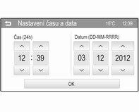 86 Přístroje a ovládací prvky Automatické nastavení času Signál RDS většiny vysílačů VHF automaticky nastavuje čas. Synchronizace času RDS může trvat několik minut.