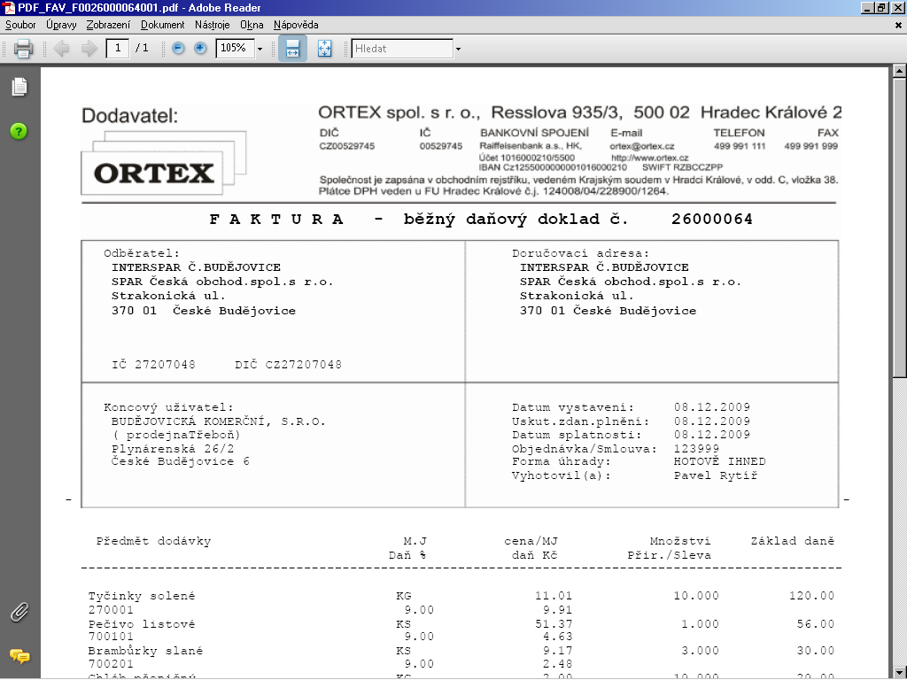 Ukázka faktura v PDF