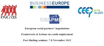 Evropští sociální partneři a Rámec akcí pro zaměstnávání mladých lidí Jednání