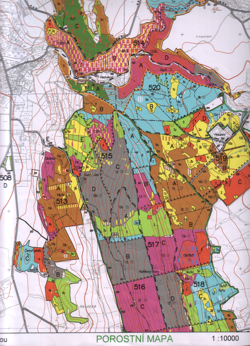 Obr. 5 Porostní mapa stav k 1.