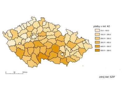 66 Graf 19: Poskytnuté dotace v rámci projektových opatření osy I kumulativně za období 2007-2014 - regionální členění dle krajů Zdroj:IS SZIF Obrázek 20: Poskytnuté dotace v rámci projektových