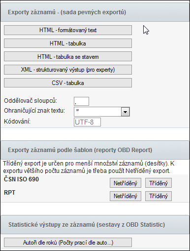 5.4. Exporty Agenda exportů je přístupná ze stránky OBD (Domů), v horní části levého okna je záložka Exporty.