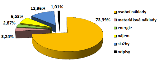 Grafické znázornění skladby výnosů a nákladů společnosti v roce 2014 Graf č. 3: skladba výnosů Společnost je nejvíce závislá na dotacích. V dotacích na sociální sužby.