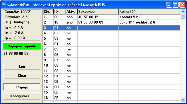 3.5 Zápis dat do sběrnice Massoth BUS z PC Pokud by se podařilo zvládnout zápis dat z počítače do sběrnice Massoth BUS, získala by se nad centrálou i nad všemi periferiemi plná kontrola.